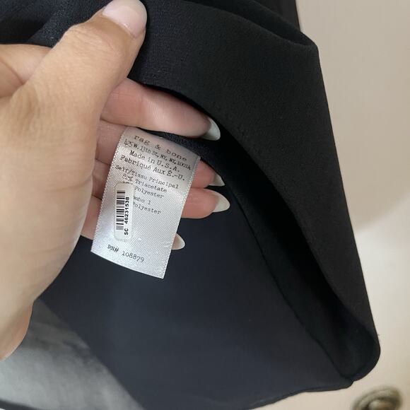 Rag & Bone Blouse Black Chiffon Split Back Sheer Sleeves top Small - Picture 4 of 6